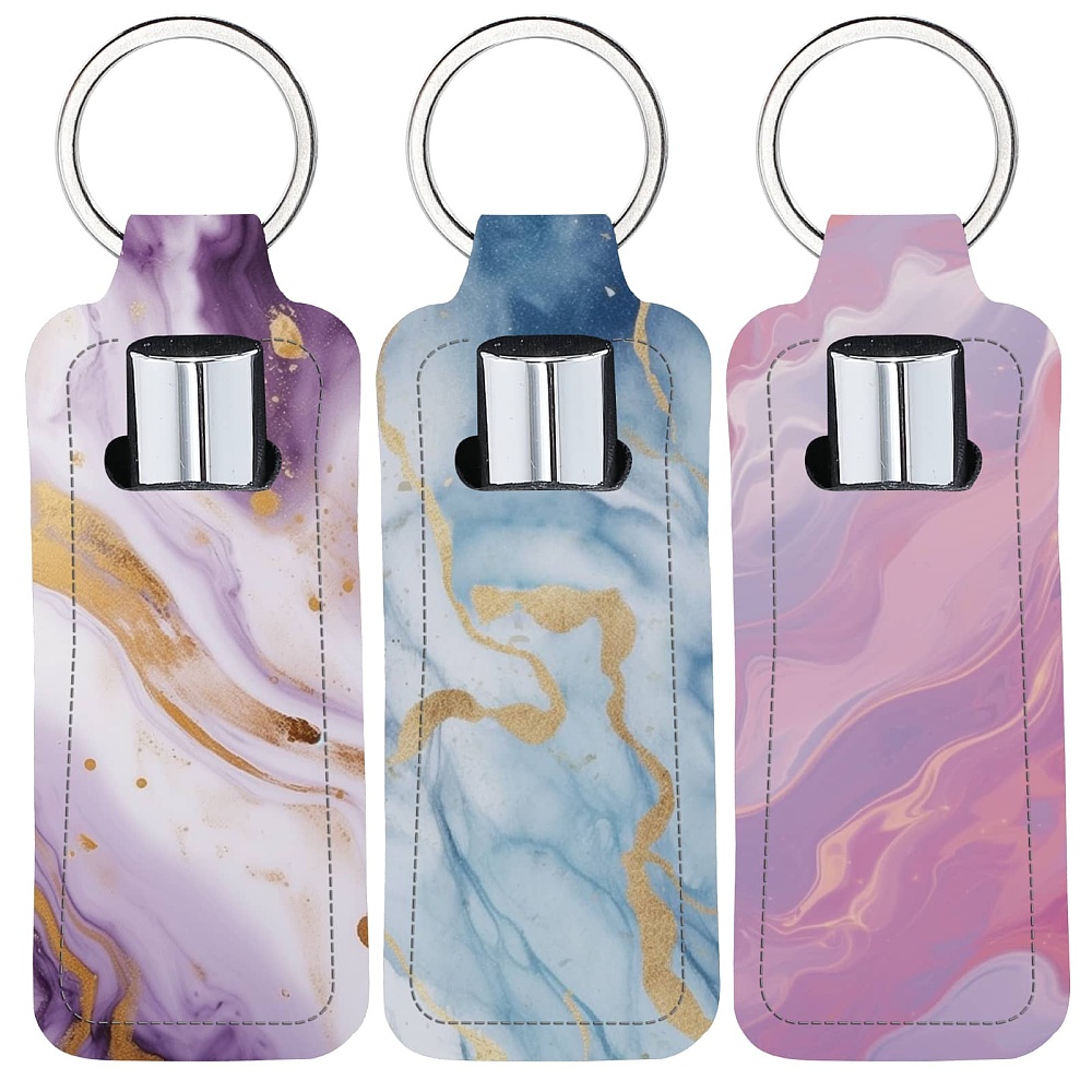 Lip Balm - Gantungan Kunci Tempat Lipstik Gaya Marbling,